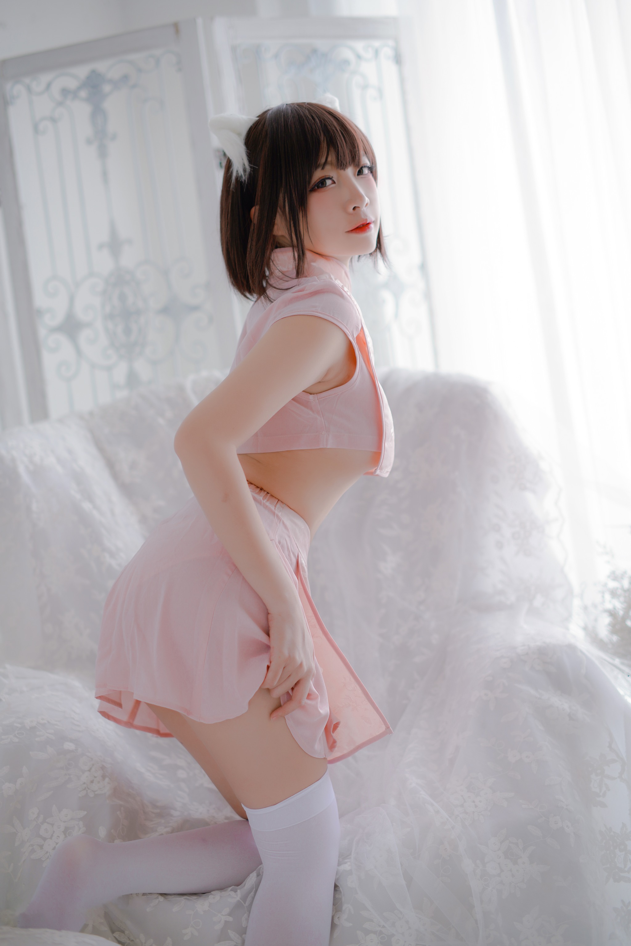 二佐Nisa - NO.015 二佐 粉旗袍和黑三本 [40P]-XikXak
